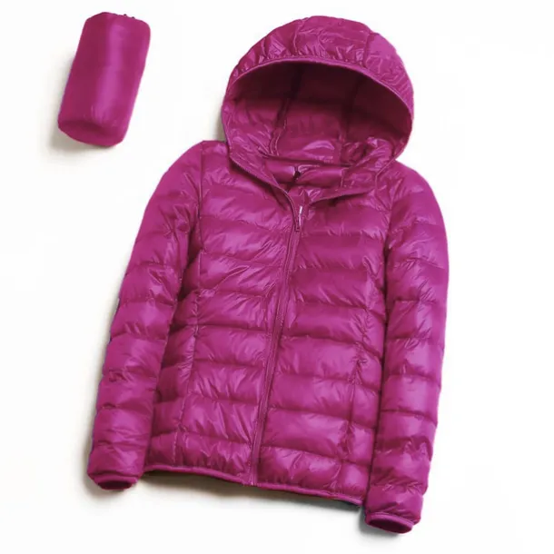 Women's Hoodie Jacket Hiking Down Jacket Duckdown Winter Outdoor Full Zip Hoodie Thermal Warm Packable Windproof Ultra Light (UL) Jacket Coat Top Camping Ski / Snowboard Fishing Red Blue