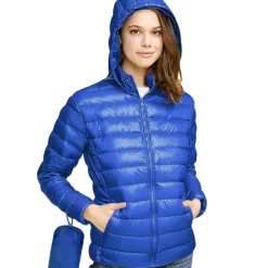 Women's Hoodie Jacket Hiking Down Jacket Duckdown Winter Outdoor Full Zip Hoodie Thermal Warm Packable Windproof Ultra Light (UL) Jacket Coat Top Camping Ski / Snowboard Fishing Red Blue
