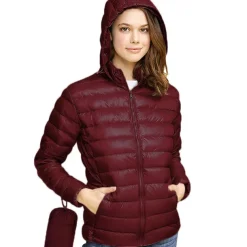 Women's Hoodie Jacket Hiking Down Jacket Duckdown Winter Outdoor Full Zip Hoodie Thermal Warm Packable Windproof Ultra Light (UL) Jacket Coat Top Camping Ski / Snowboard Fishing Red Blue