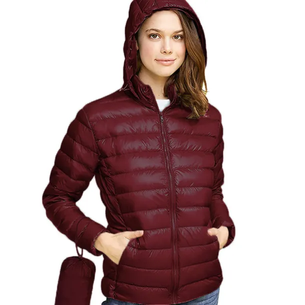 Women's Hoodie Jacket Hiking Down Jacket Duckdown Winter Outdoor Full Zip Hoodie Thermal Warm Packable Windproof Ultra Light (UL) Jacket Coat Top Camping Ski / Snowboard Fishing Red Blue