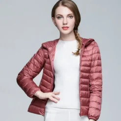 Women's Hoodie Jacket Hiking Down Jacket Duckdown Winter Outdoor Full Zip Hoodie Thermal Warm Packable Windproof Ultra Light (UL) Jacket Coat Top Camping Ski / Snowboard Fishing Red Blue