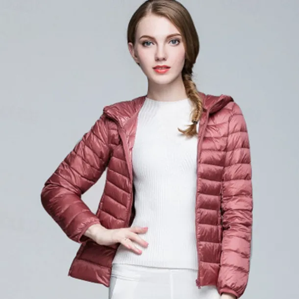 Women's Hoodie Jacket Hiking Down Jacket Duckdown Winter Outdoor Full Zip Hoodie Thermal Warm Packable Windproof Ultra Light (UL) Jacket Coat Top Camping Ski / Snowboard Fishing Red Blue