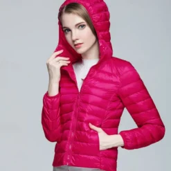 Women's Hoodie Jacket Hiking Down Jacket Duckdown Winter Outdoor Full Zip Hoodie Thermal Warm Packable Windproof Ultra Light (UL) Jacket Coat Top Camping Ski / Snowboard Fishing Red Blue