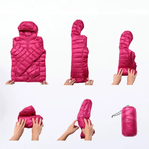 Women's Hoodie Jacket Hiking Down Jacket Duckdown Winter Outdoor Full Zip Hoodie Thermal Warm Packable Windproof Ultra Light (UL) Jacket Coat Top Camping Ski / Snowboard Fishing Red Blue