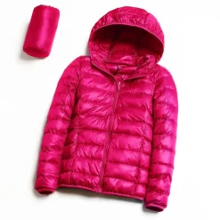 Women's Hoodie Jacket Hiking Down Jacket Duckdown Winter Outdoor Full Zip Hoodie Thermal Warm Packable Windproof Ultra Light (UL) Jacket Coat Top Camping Ski / Snowboard Fishing Red Blue