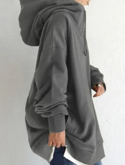 Women's Hoodie Jacket Warm Breathable Zipper Pocket Casual Plain Vacation Street Daily Wear Going out Zipper Long Hoodie Regular Fit Long Sleeve Outerwear Black Red Khaki Fall Winter