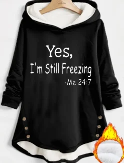 Women's Hoodie Sweatshirt Pullover Fleece Lined Warm Pajamas Sherpa Letter Casual Sports Print Warm Fuzzy Comfrt Long Sleeve Top Micro-elastic Fall & Winter Comfrt Breathable Soft Fabric