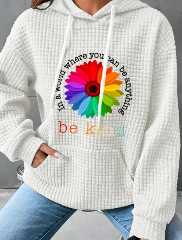 Women's Hoodies Floral Graphic Casual Long Sleeve Hooded Regular Tops Street Dailywear Casual Pocket Print Black White Pink Dark Blue Gray Fall Winter