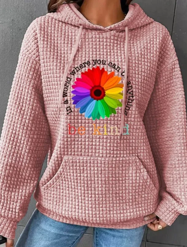 Women's Hoodies Floral Graphic Casual Long Sleeve Hooded Regular Tops Street Dailywear Casual Pocket Print Black White Pink Dark Blue Gray Fall Winter