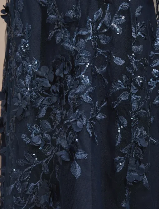 Women's Jacket Coat Blazer Lace Embroidered Sequin Elegant Floral Formal Anniversary Wedding Guest Cocktail Party Open Front Long Crewneck Regular Fit Long Sleeve Outerwear Navy Blue