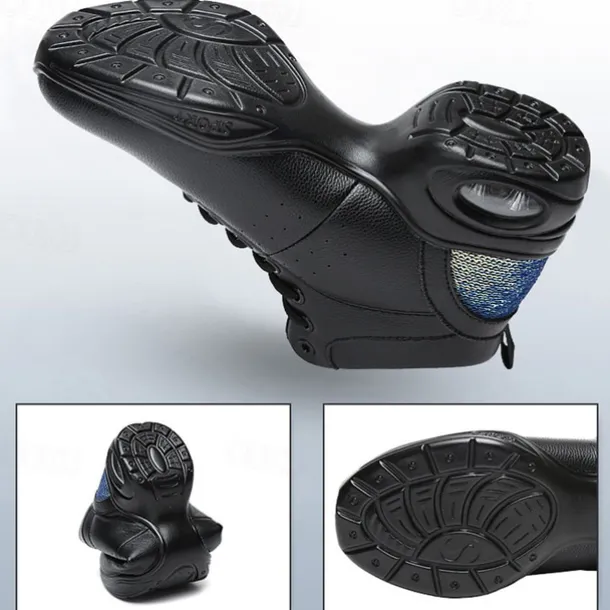 Women's Jazz Shoes Dance Sneakers Line Dance Performance Training Party Leatherette Loafers Softer Professional Split Sole Thick Heel Round Toe Lace-up Teenager Adults' Black / Gold White / Silver