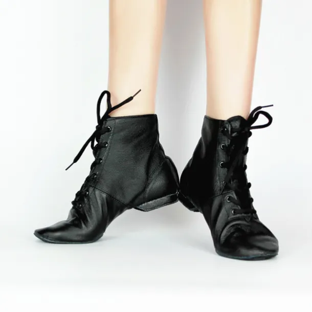 Women's Jazz Shoes Modern Shoes Dance Boots Performance Training Practice Flat Oxford Flat Heel Round Toe Lace-up Adults' Black
