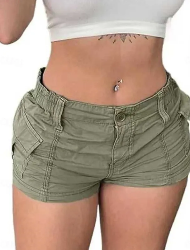Women's Jeans Cargo Shorts Chinos Fashion Streetwear Short High Waist Plain Pocket Comfy Soft Comfortable Micro-elastic Outdoor Vacation Street Black Pink Green Gray Summer Slim Fit