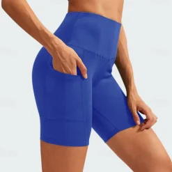 Women's Joggers Gym Shorts Yoga Pants Pocket with Phone Pocket Lightweight High Waist Yoga Fitness Gym Workout Shorts Fashion Black-White Black Burgundy Fall Sports Activewear Micro-elastic Skinny
