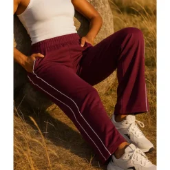 Women's Joggers Sweatpants Running Pants Patchwork Pocket Pants / Trousers Outdoor Sports & Outdoor Casual Tennis Golf Running Regular Fit Sportswear Activewear Stripes Black Pink Wine