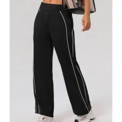 Women's Joggers Sweatpants Running Pants Patchwork Pocket Pants / Trousers Outdoor Sports & Outdoor Casual Tennis Golf Running Regular Fit Sportswear Activewear Stripes Black Pink Wine