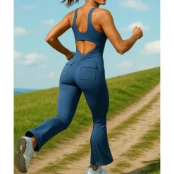 Women's Jumpsuit Activewear Set One-piece Athletic Sleeveless Breathable Quick Dry Quick-drying Sportswear Activewear Solid Colored Black Blue Dark Gray