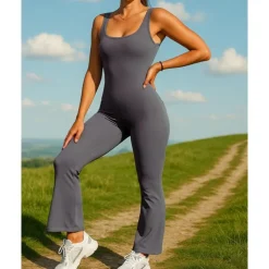 Women's Jumpsuit Activewear Set One-piece Athletic Sleeveless Breathable Quick Dry Quick-drying Sportswear Activewear Solid Colored Black Blue Dark Gray