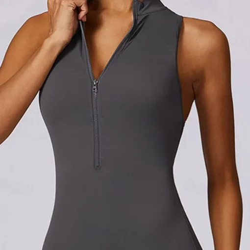 Women's Jumpsuit Workout Jumpsuit Onesie Zipper Solid Color Bodysuit Romper Black Fuchsia Yoga Fitness Gym Workout High Waist Breathable Soft Sleeveless Sport Activewear Micro-elastic Slim