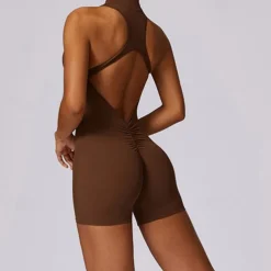 Women's Jumpsuit Workout Jumpsuit Onesie Zipper Solid Color Bodysuit Romper Black Fuchsia Yoga Fitness Gym Workout High Waist Breathable Soft Sleeveless Sport Activewear Micro-elastic Slim