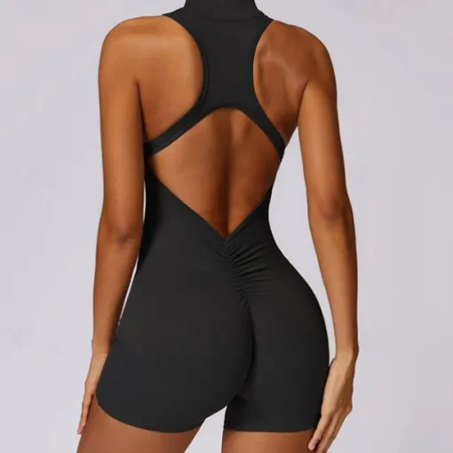 Women's Jumpsuit Workout Jumpsuit Onesie Zipper Solid Color Bodysuit Romper Black Fuchsia Yoga Fitness Gym Workout High Waist Breathable Soft Sleeveless Sport Activewear Micro-elastic Slim