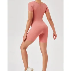 Women's Jumpsuit Workout Jumpsuit Onesie Solid Color Bodysuit Romper rice white Black Yoga Fitness Gym Workout High Waist Breathable Soft Short Sleeve Sport Activewear Micro-elastic Slim