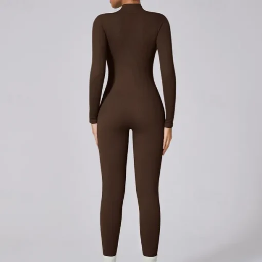 Women's Jumpsuit Workout Jumpsuit Onesie Zipper Solid Color Bodysuit Romper Silver Black Yoga Fitness Gym Workout Breathable Soft Long Sleeve Sport Activewear Micro-elastic Slim