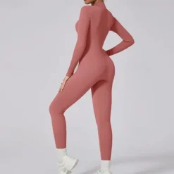 Women's Jumpsuit Workout Jumpsuit Onesie Zipper Solid Color Bodysuit Romper Silver Black Yoga Fitness Gym Workout Breathable Soft Long Sleeve Sport Activewear Micro-elastic Slim