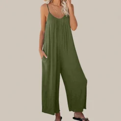 Women's Jumpsuits Casual Summer Basic Daily Wide Leg Navy Blue Overall Solid Color
