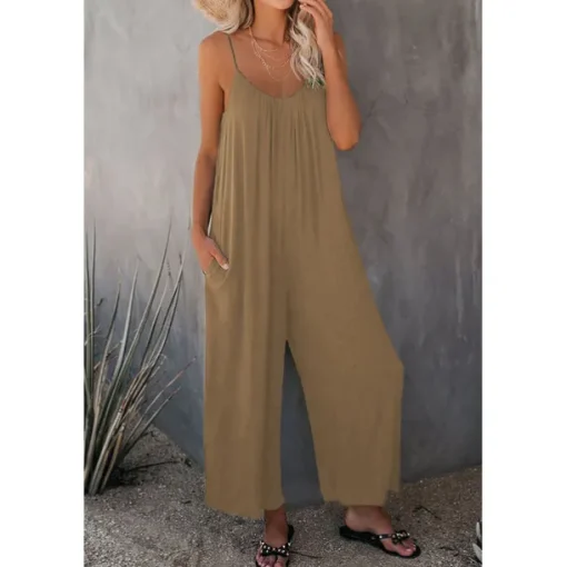Women's Jumpsuits Casual Summer Basic Daily Wide Leg Navy Blue Overall Solid Color