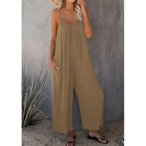 Women's Jumpsuits Casual Summer Basic Daily Wide Leg Navy Blue Overall Solid Color