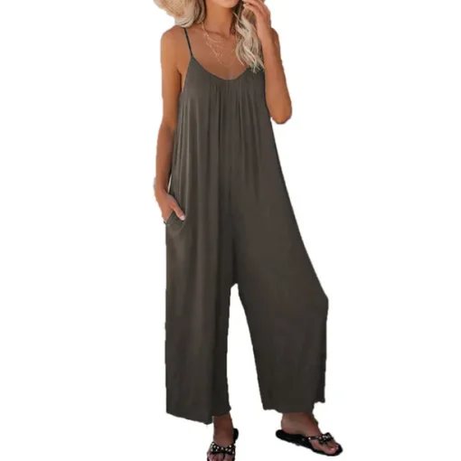 Women's Jumpsuits Casual Summer Basic Daily Wide Leg Navy Blue Overall Solid Color