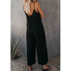 Women's Jumpsuits Casual Summer Basic Daily Wide Leg Navy Blue Overall Solid Color