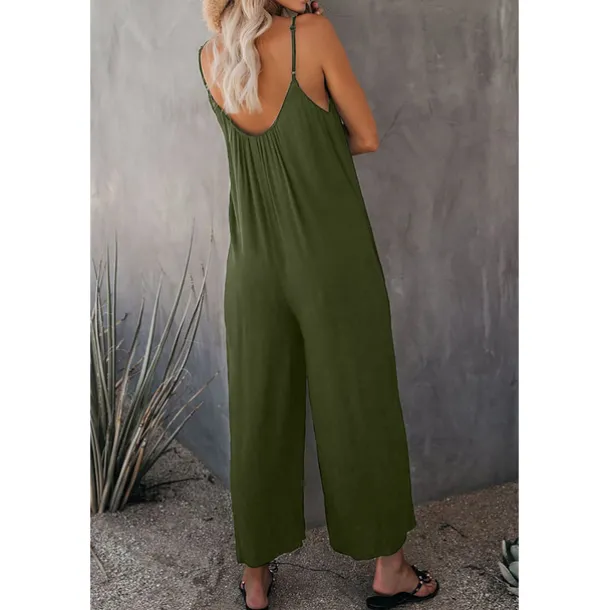 Women's Jumpsuits Casual Summer Basic Daily Wide Leg Navy Blue Overall Solid Color