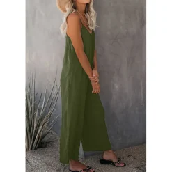 Women's Jumpsuits Casual Summer Basic Daily Wide Leg Navy Blue Overall Solid Color