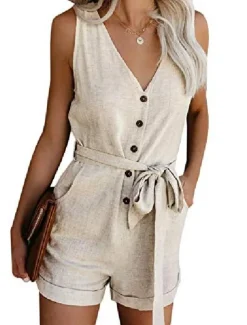 Women's Jumpsuits Patch Pocket Casual Summer Romper Solid Color Basic Holiday Daily Wear Regular Fit Sleeveless Wine Blue White S M L Spring