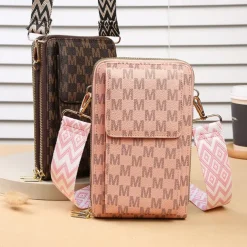 Women's Korean version of mobile phone bag with large capacity wide shoulder strap crossbody bag fashionable zipper sturdy zero wallet mobile phone bag