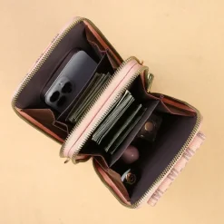 Women's Korean version of mobile phone bag with large capacity wide shoulder strap crossbody bag fashionable zipper sturdy zero wallet mobile phone bag