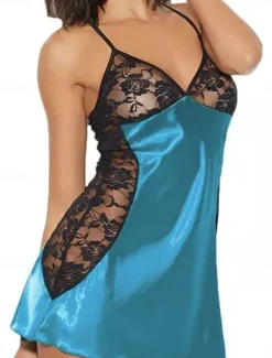 Women's Lace Dress Slip Dress Mini Dress Polyester Cute Sexy Lace Backless Plain Strap Home Lounge Black