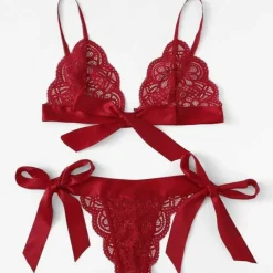 Women's Lace Lingerie Matching Bralettes Bras & Panties Sets for Lace Backless Wedding Daily Wear