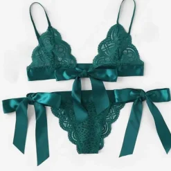 Women's Lace Lingerie Matching Bralettes Bras & Panties Sets for Lace Backless Wedding Daily Wear