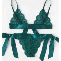 Women's Lace Lingerie Matching Bralettes Bras & Panties Sets for Lace Backless Wedding Daily Wear