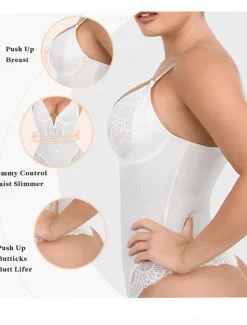 Women's Lace Shapewear Nightwear - Nylon Spandex Solid Colored Home Outfits