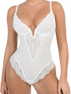 Women's Lace Shapewear Nightwear - Nylon Spandex Solid Colored Home Outfits