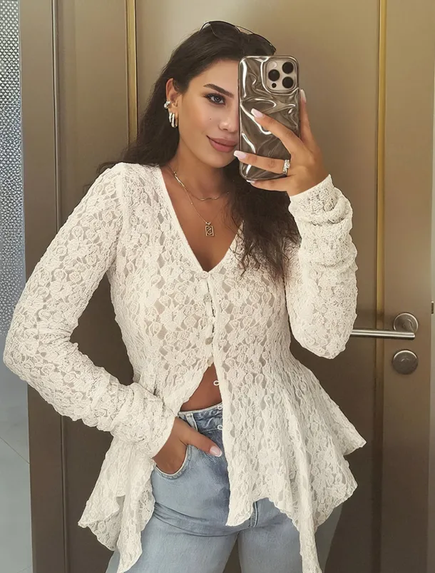 Women's Lace Shirt Elegant Bohemia Vintage Long Sleeve Plunging Neck Regular Tops Party Evening Wear Daily Holiday Lace Patchwork Black Apricot Summer Spring Fall