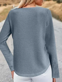 Women's Lace Splicing Top Solid Color Stylish Casual Long Sleeve Crew Neck Regular Tops Daily Lace Patchwork Pink Wine Blue Fuchsia Orange Summer Spring Fall