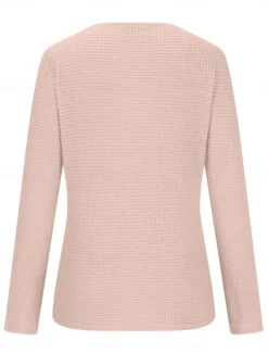 Women's Lace Splicing Top Solid Color Stylish Casual Long Sleeve Crew Neck Regular Tops Daily Lace Patchwork Pink Wine Blue Fuchsia Orange Summer Spring Fall