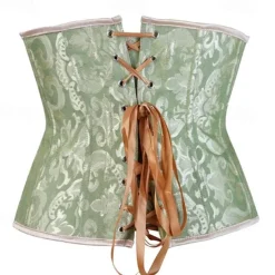 Women's Lace Up Boned Underbust Corset Jacquard Brocade Waist Training Bustier Lingerie Rococo Retro Vintage