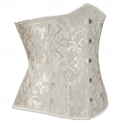 Women's Lace Up Boned Underbust Corset Jacquard Brocade Waist Training Bustier Lingerie Rococo Retro Vintage
