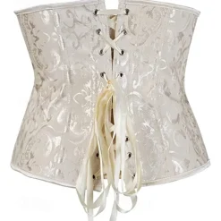 Women's Lace Up Boned Underbust Corset Jacquard Brocade Waist Training Bustier Lingerie Rococo Retro Vintage